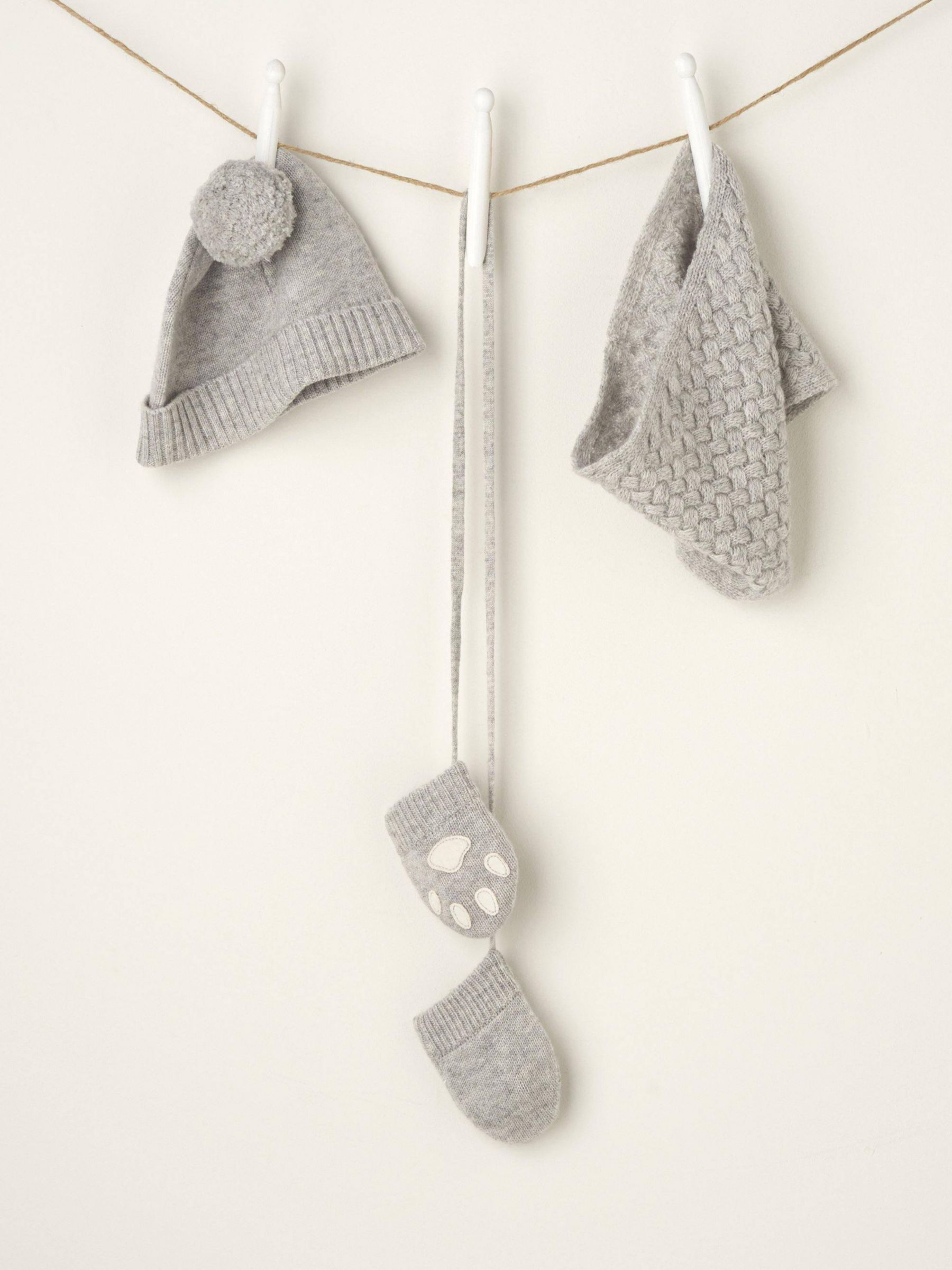 Truly Baby Knitted Wool Cashmere Blend Accessory Set, Grey, 0-6 months