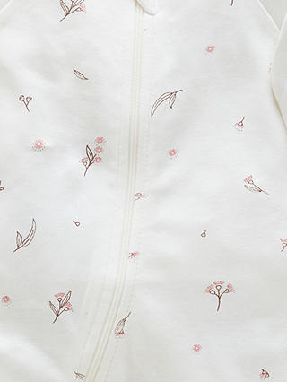 Purebaby Organic Cotton Essentials Blossom Zip Grow Suit, White
