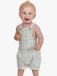Purebaby Organic Cotton Crinkled Check Dungarees, Green