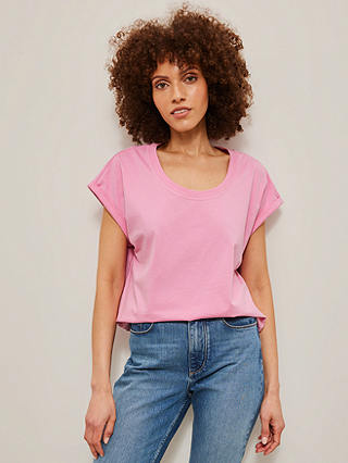 AND/OR Plain Scoop Neck Cotton T-Shirt