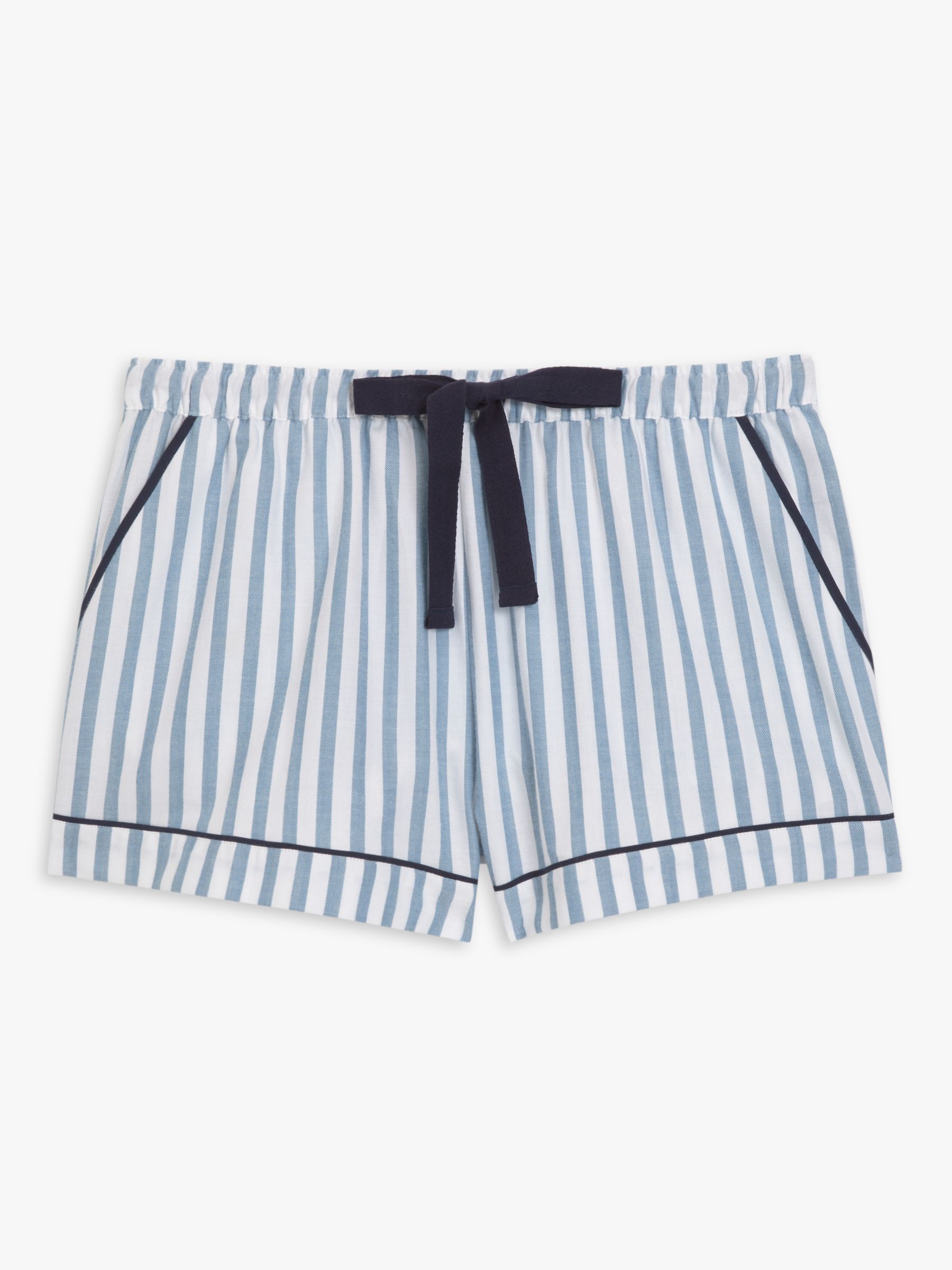John Lewis Luna Stripe Pyjama Shorts, White/Blue at John Lewis & Partners