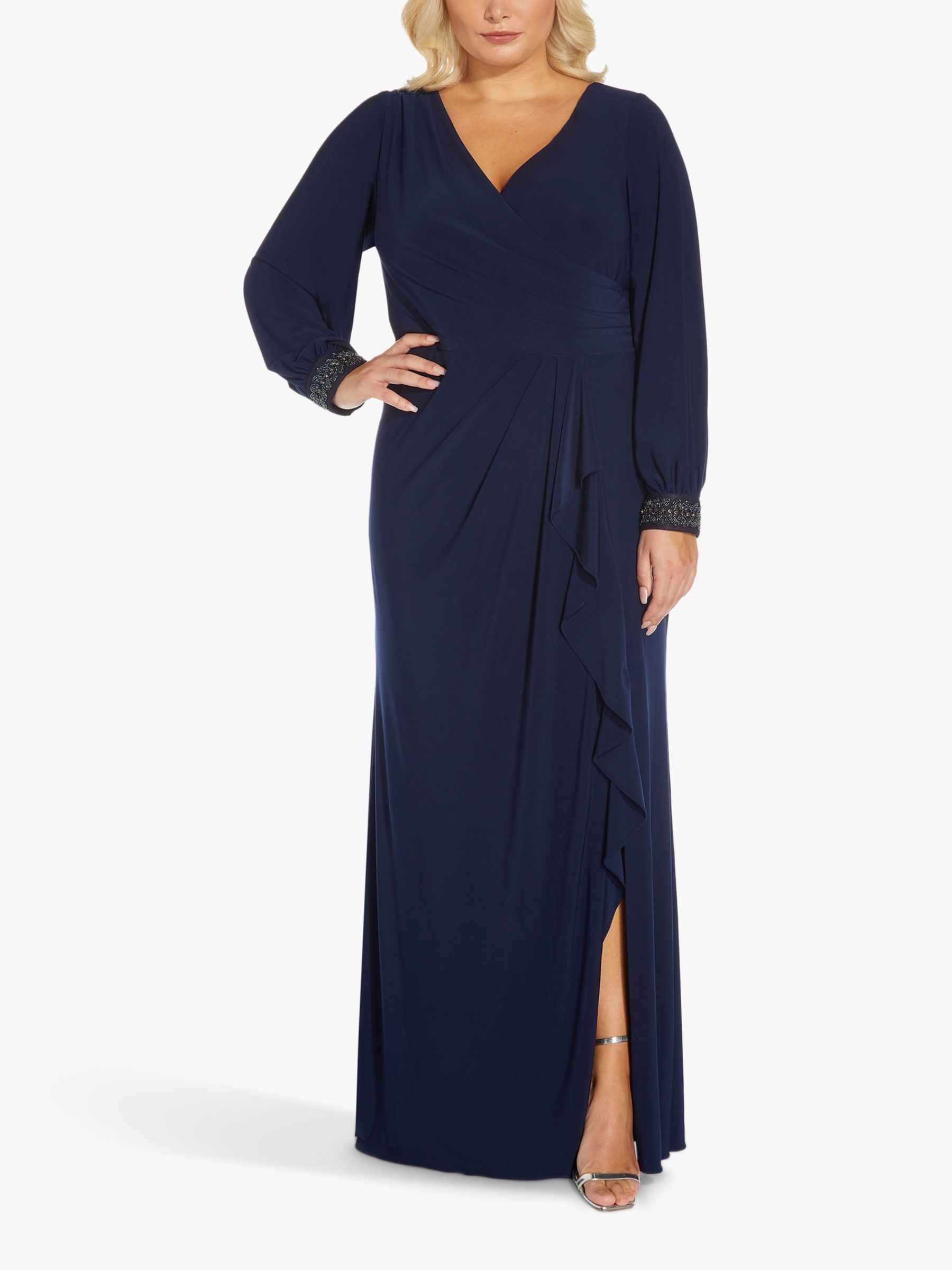 marionet Blinke Tolkning Adrianna Papell Plus Size Beaded Gown, Midnight at John Lewis & Partners
