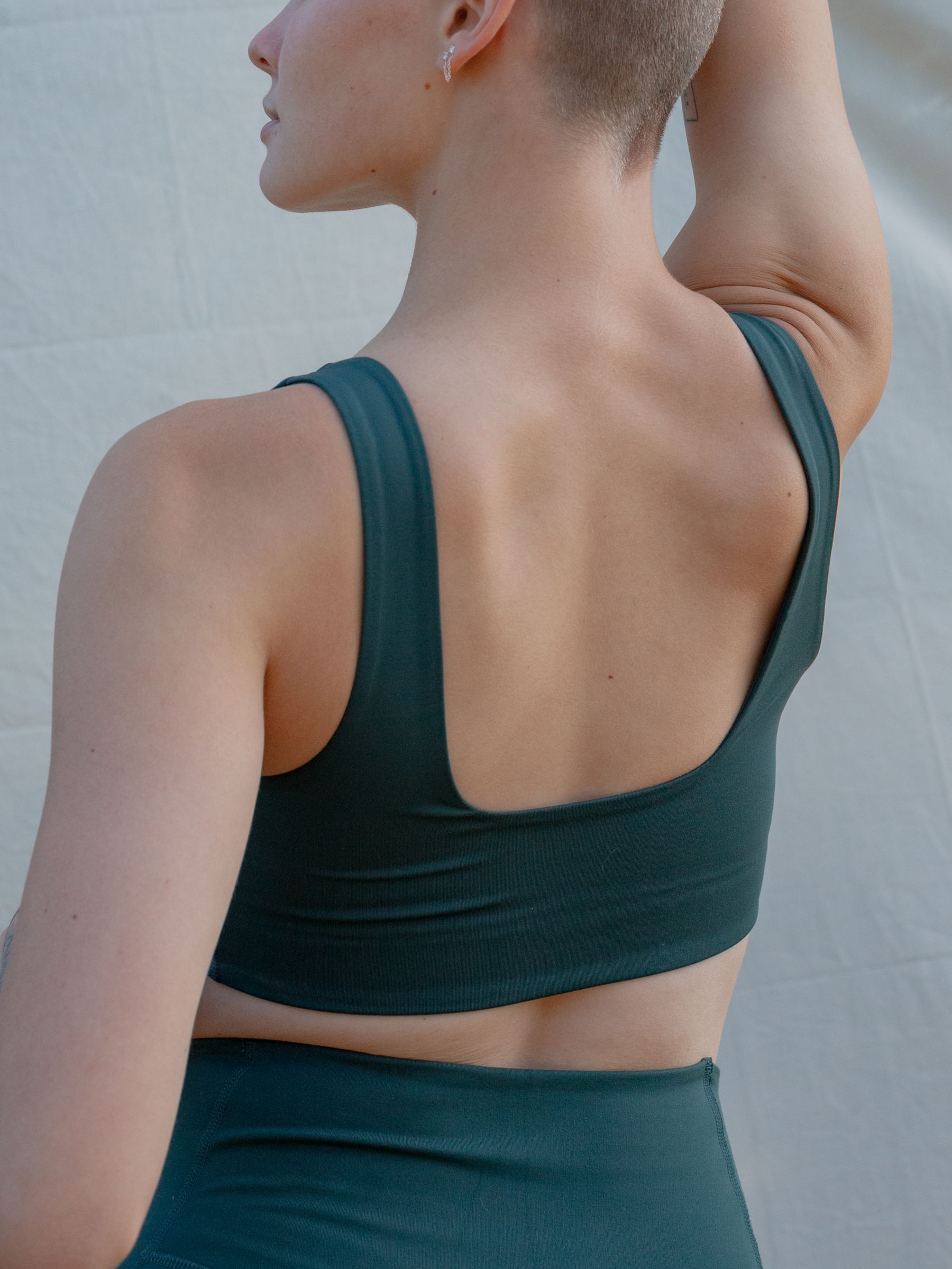 Girlfriend Collective Tommy Sports Bra, Moss Green at John Lewis & Partners