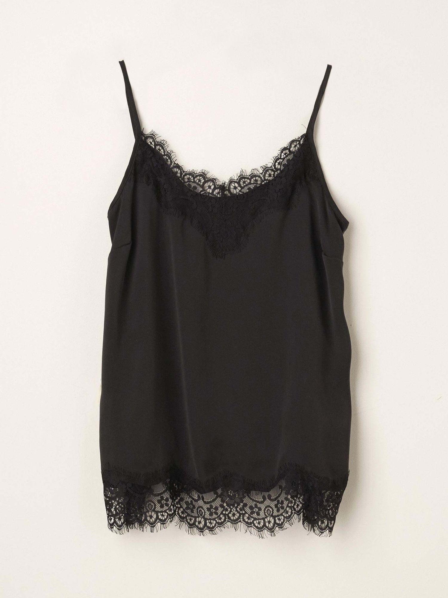 Black silk camisole with lace