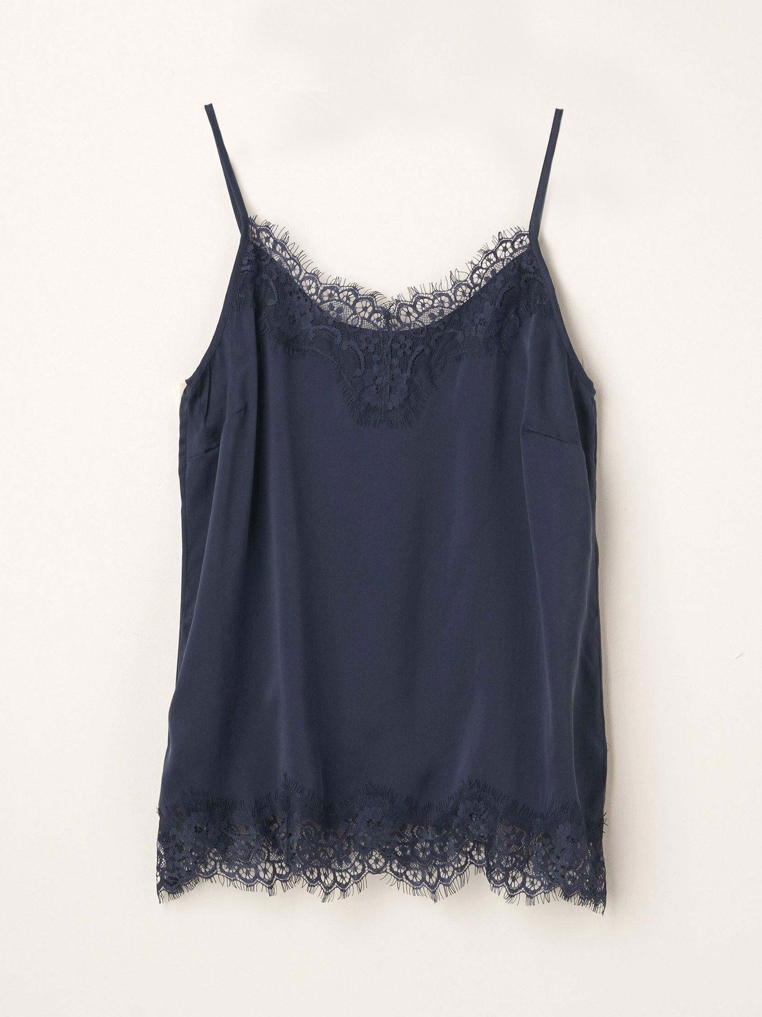 Truly Lace Trim Silk Camisole, Midnight at John Lewis & Partners