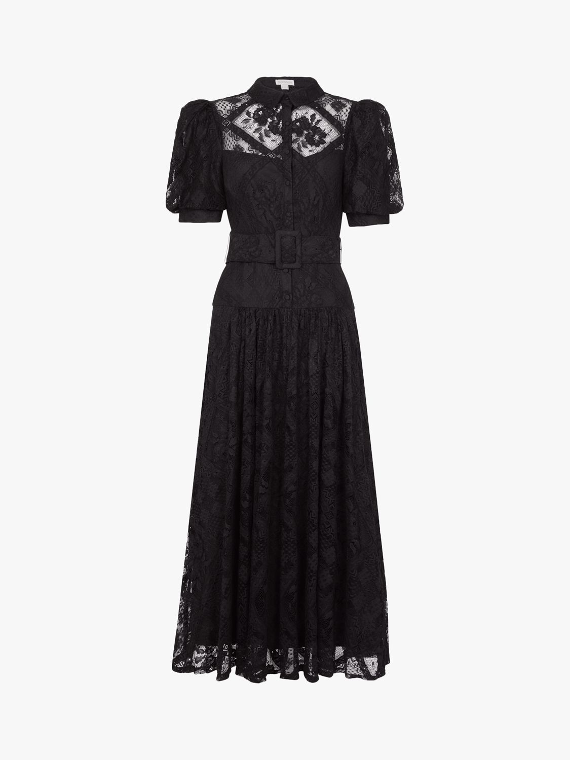 Monsoon Leila Lace Midi Shirt Dress, Black