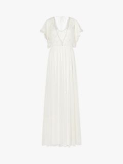 Monsoon Blouson Lace Bodice Maxi Wedding Dress, Ivory, 6