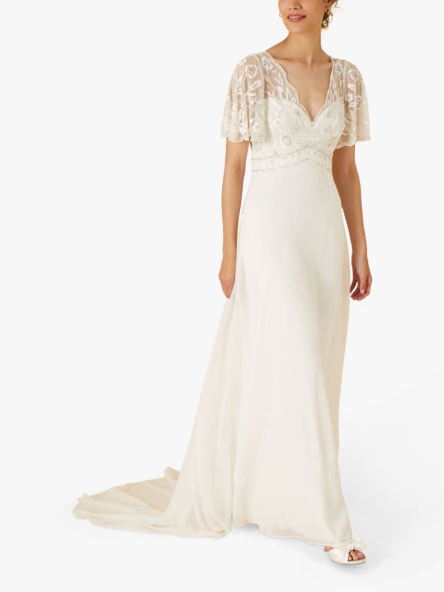 Monsoon Embellished Bodice Maxi Wedding Dress, Ivory, 6