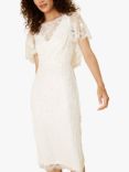 Monsoon Lace Embroidered Cape Wedding Dress, Ivory