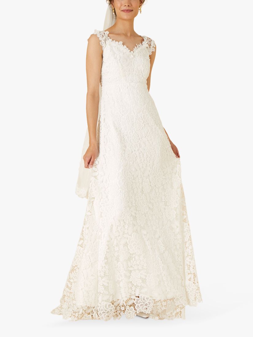 Monsoon Lace Maxi Wedding Dress, Ivory, 6