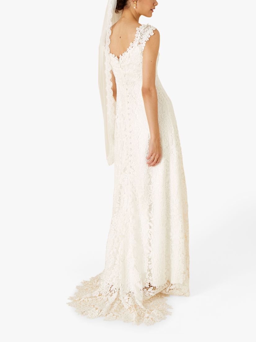 Monsoon Lace Maxi Wedding Dress, Ivory, 6