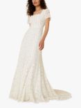 Monsoon Kim Lace Square Neck Maxi Wedding Dress, Ivory