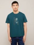 Kin Linear Bauhaus Graphic Crew Neck T-Shirt, Teal
