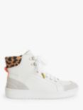 White Stuff Suede And Leather Lace Up Hi-Top Trainers, White/Leopard
