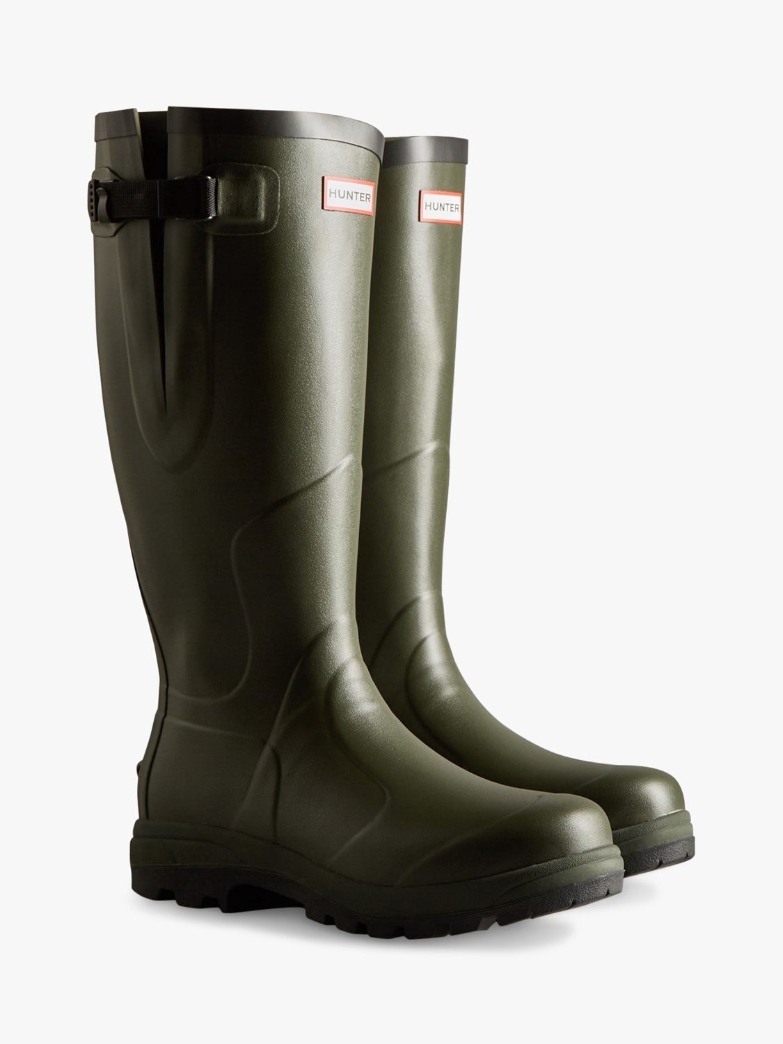 Hunter Unisex Balmoral Adjustable Wellington Boots, Dark Olive, Dark Olive, 4