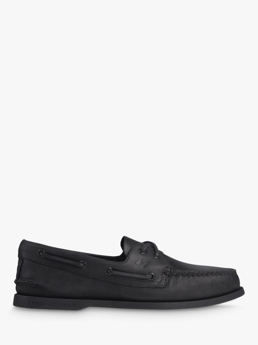 Sperry Authentic Original Leather Boat Shoes, Black at John Lewis & Partners