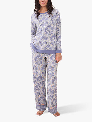 White Stuff Lea Floral Print Sweatshirt Pyjama Top, Purple/Multi