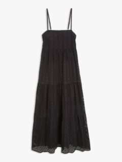 Seafolly Broderie Anglaise Tiered Maxi Dress, Black, XS