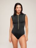 Seafolly Zip Front One Piece Swimsuit, Black
