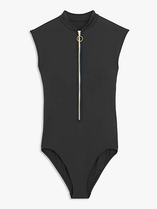 Seafolly Zip Front One Piece Swimsuit, Black