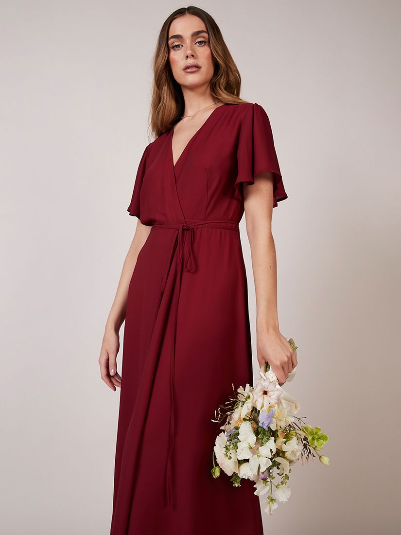 Rewritten Florence V-Neck Wrap Bridesmaid Dress, Chianti, XS