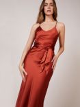 Rewritten Brooklyn Satin Slip Maxi Dress, Burnt Orange