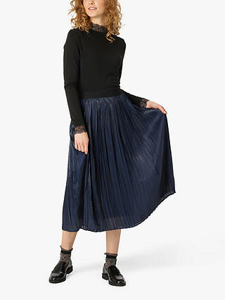 Noa Noa Plissé 3/4 Length Pleated Skirt, India Ink