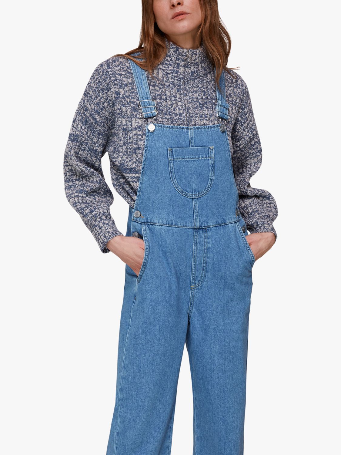 Buy Whistles Molly Denim Dungarees, Blue Online at johnlewis.com