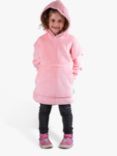 Ony Kids' Sherpa Fleece Small Hooded Blanket, Pink/White