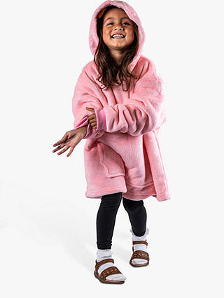 Ony Kids' Sherpa Fleece Small Hooded Blanket, Pink/White