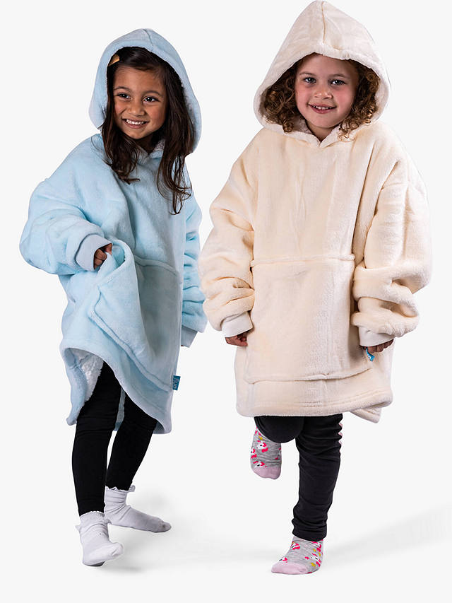 Ony Kids' Sherpa Fleece Large Hooded Blanket, Cream/White