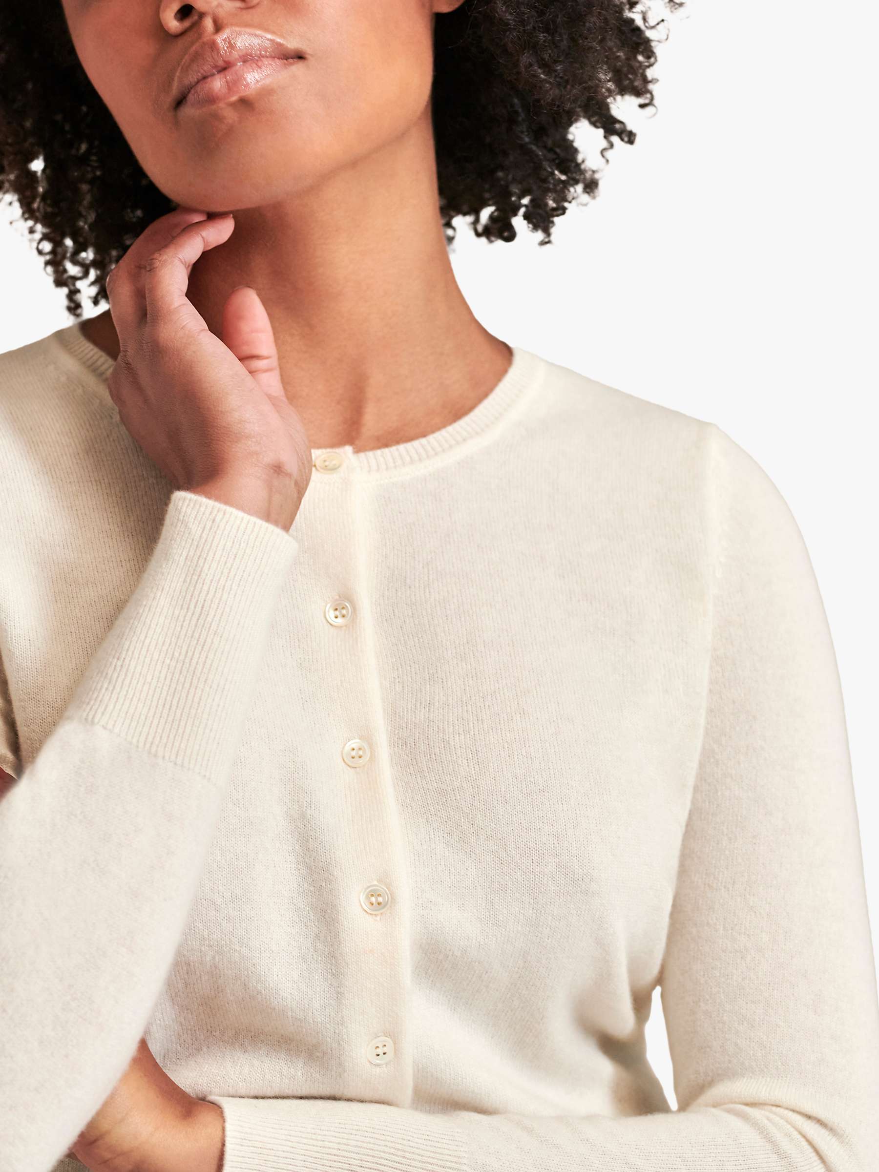 Buy Pure Collection Cashmere Crew Neck Cardigan, Soft White Online at johnlewis.com