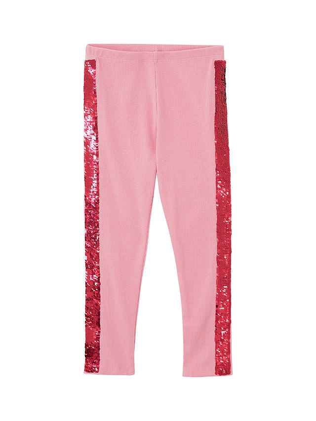 Crew Clothing Kids' Special Sequin Leggings, Bright Pink