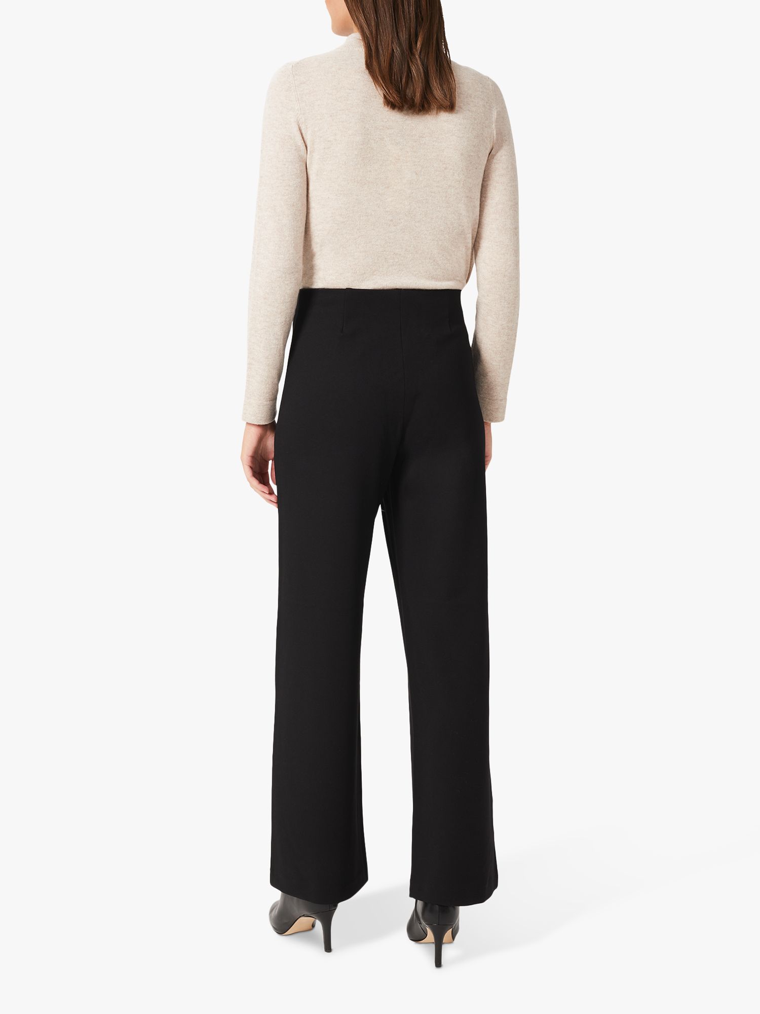 Hobbs Petite Pippa Wide Leg Trousers, Black at John Lewis & Partners