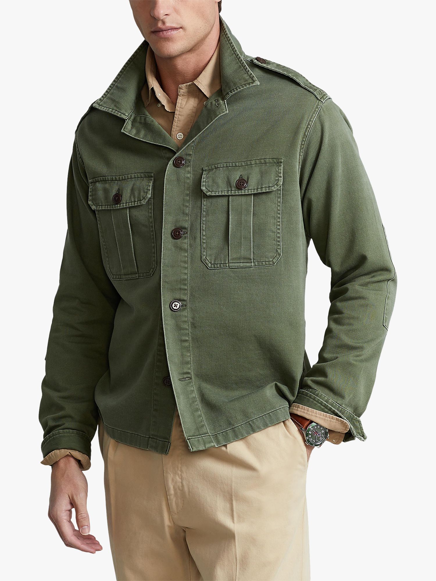 Ralph Lauren Polo Overshirt, Olive Green XXL male 100% cotton