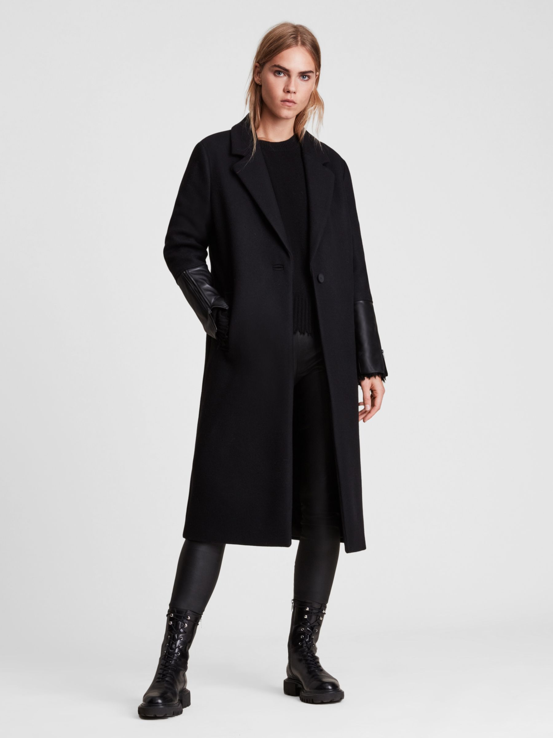 trench coat black wool