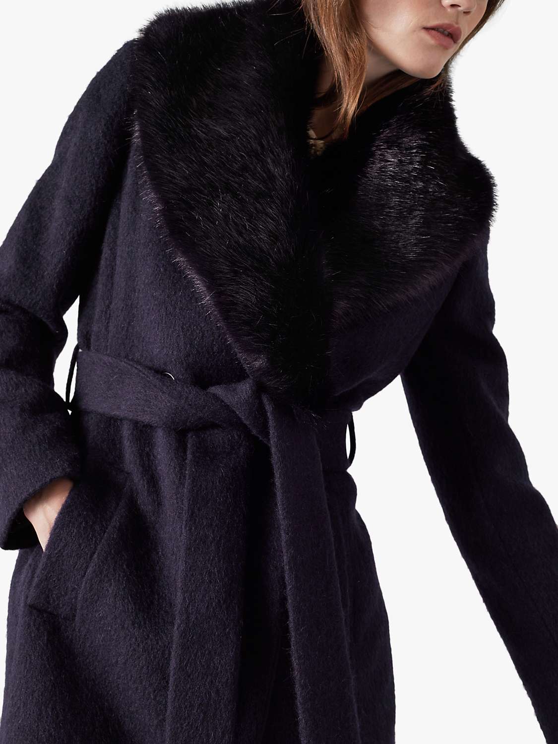 Buy L.K.Bennett Ava Faux Fur Collar Coat, Navy Online at johnlewis.com