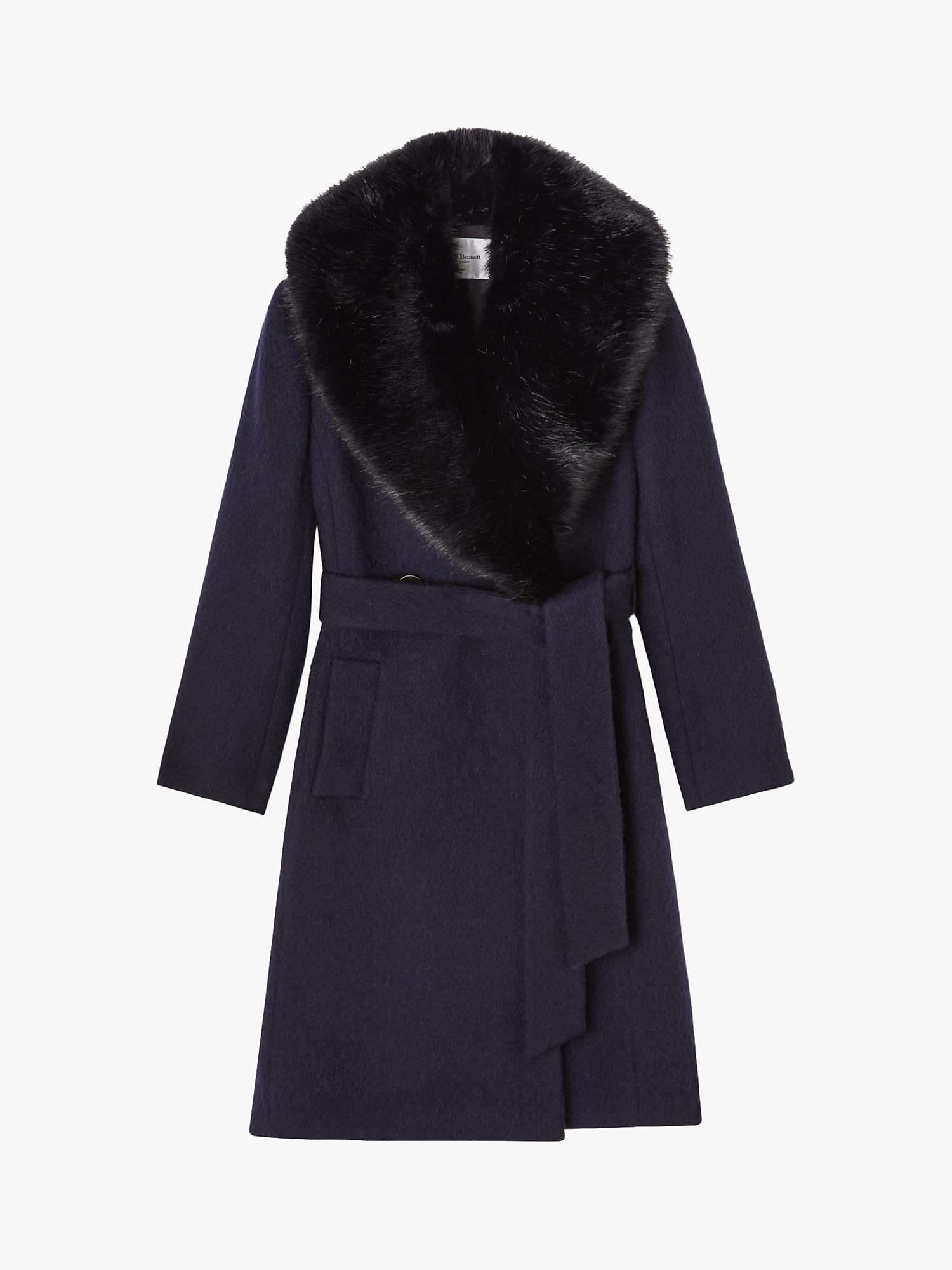 Buy L.K.Bennett Ava Faux Fur Collar Coat, Navy Online at johnlewis.com