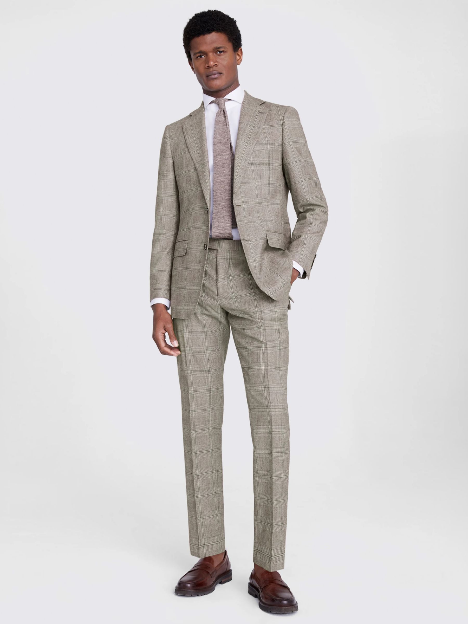 Moss Performance Tailored Fit Check Suit Jacket, Neutral