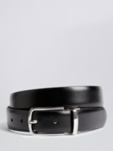 John Lewis Made in England 35mm Grain Leather Belt, Black at John