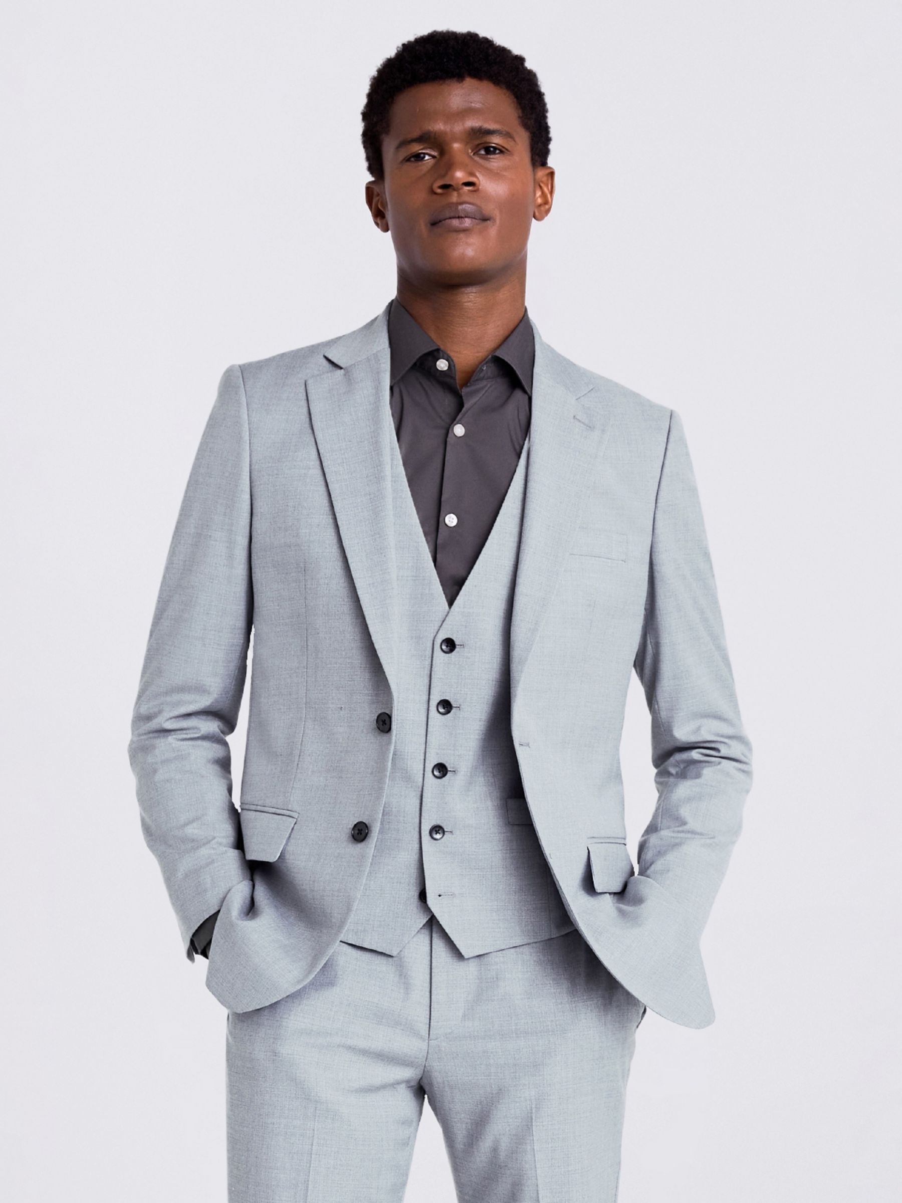 Moss Tailored Fit Stretch Jacket, Grey at John Lewis & Partners