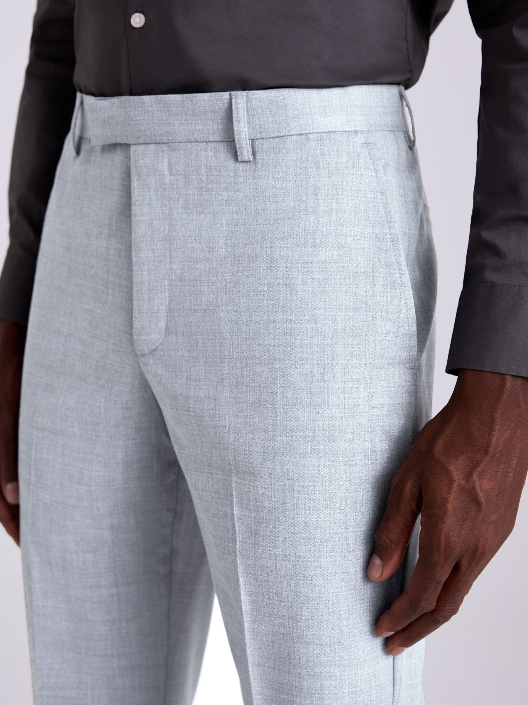 Moss Tailored Stretch Trousers, Grey at John Lewis & Partners