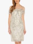 Adrianna Papell Sequin Floral Embroidery Knee Length Dress