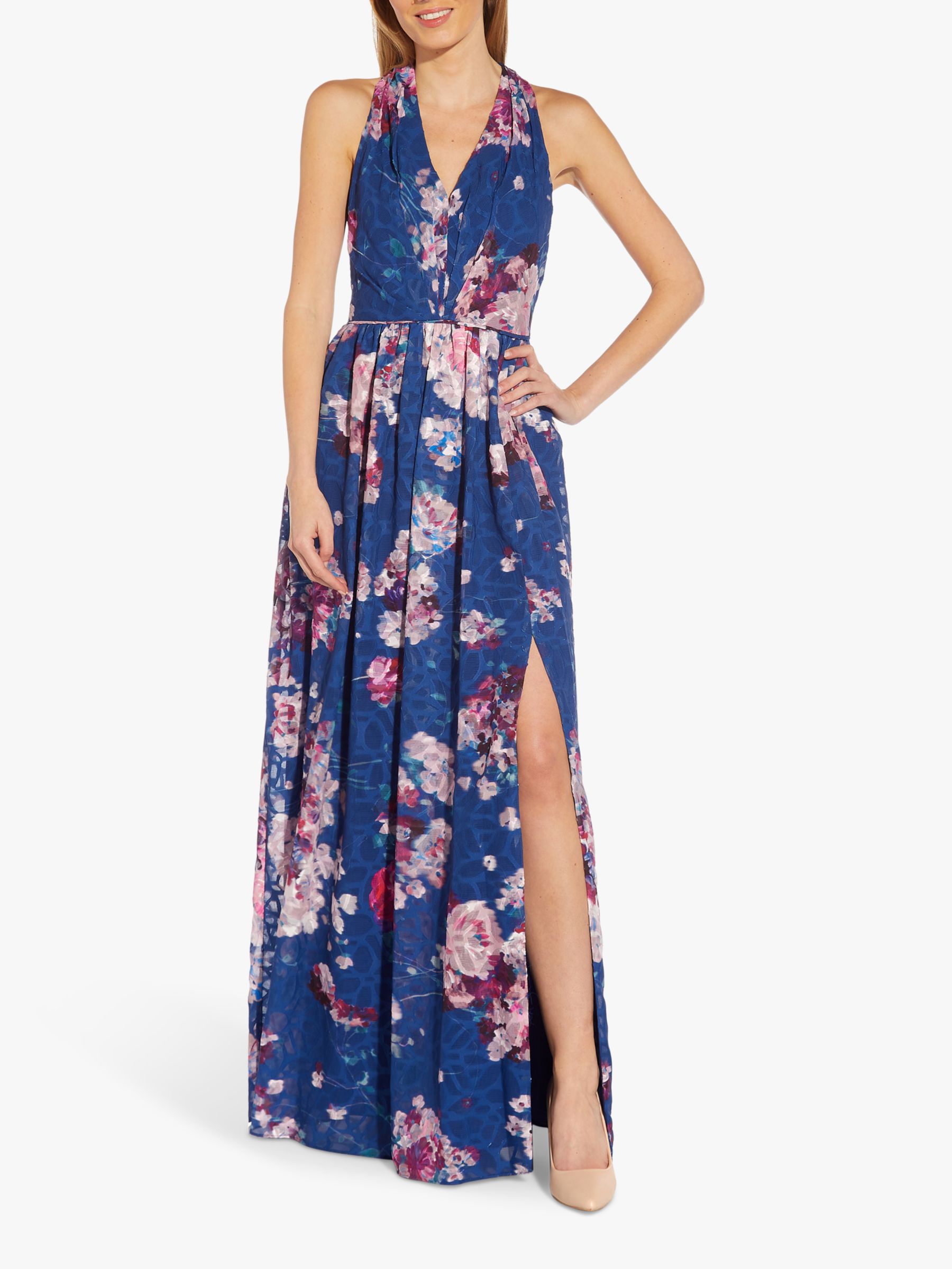 Adrianna Papell Floral Chiffon Dress, Blue/Multi