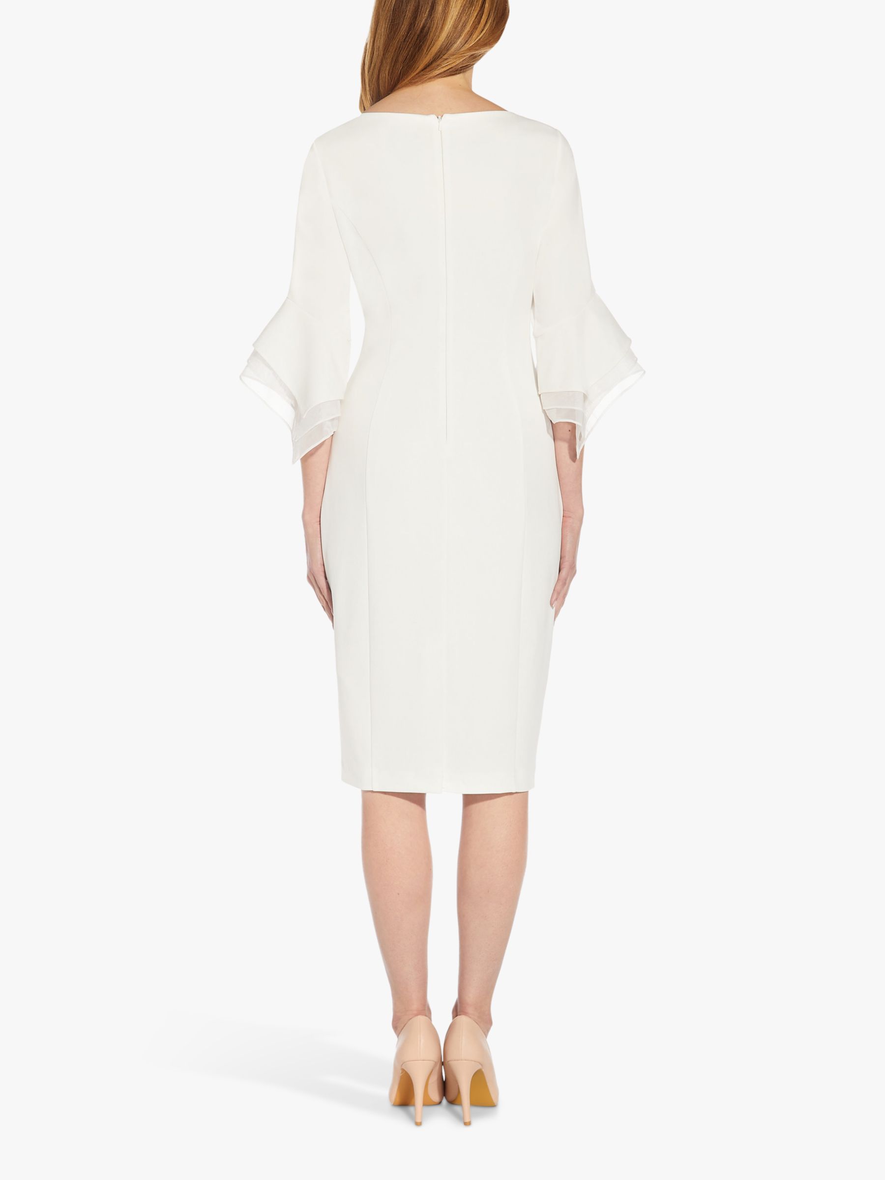 Adrianna Papell Knit Crepe Tiered Knee Length Dress, Ivory at John ...