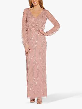 Adrianna Papell Beaded Long Sleeve Dress, Candied Ginger