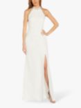 Adrianna Papell Pearl Crepe Halter Neck Dress, Ivory