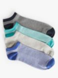 John Lewis & Partners Striped Cotton Blend Trainer Socks, Pack of 4, Multi