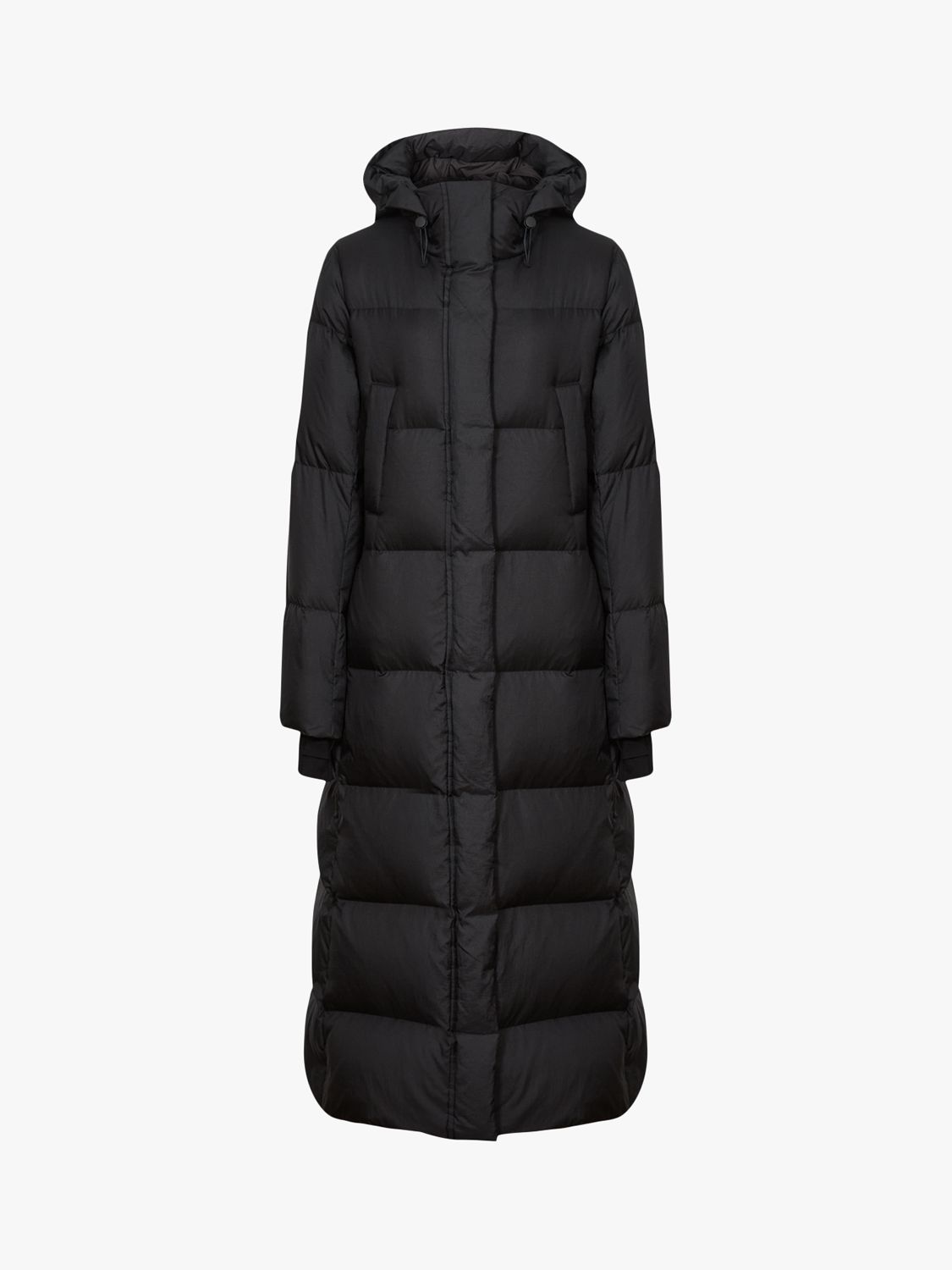 Reiss Tilde Long Quilted Coat, Black at John Lewis & Partners