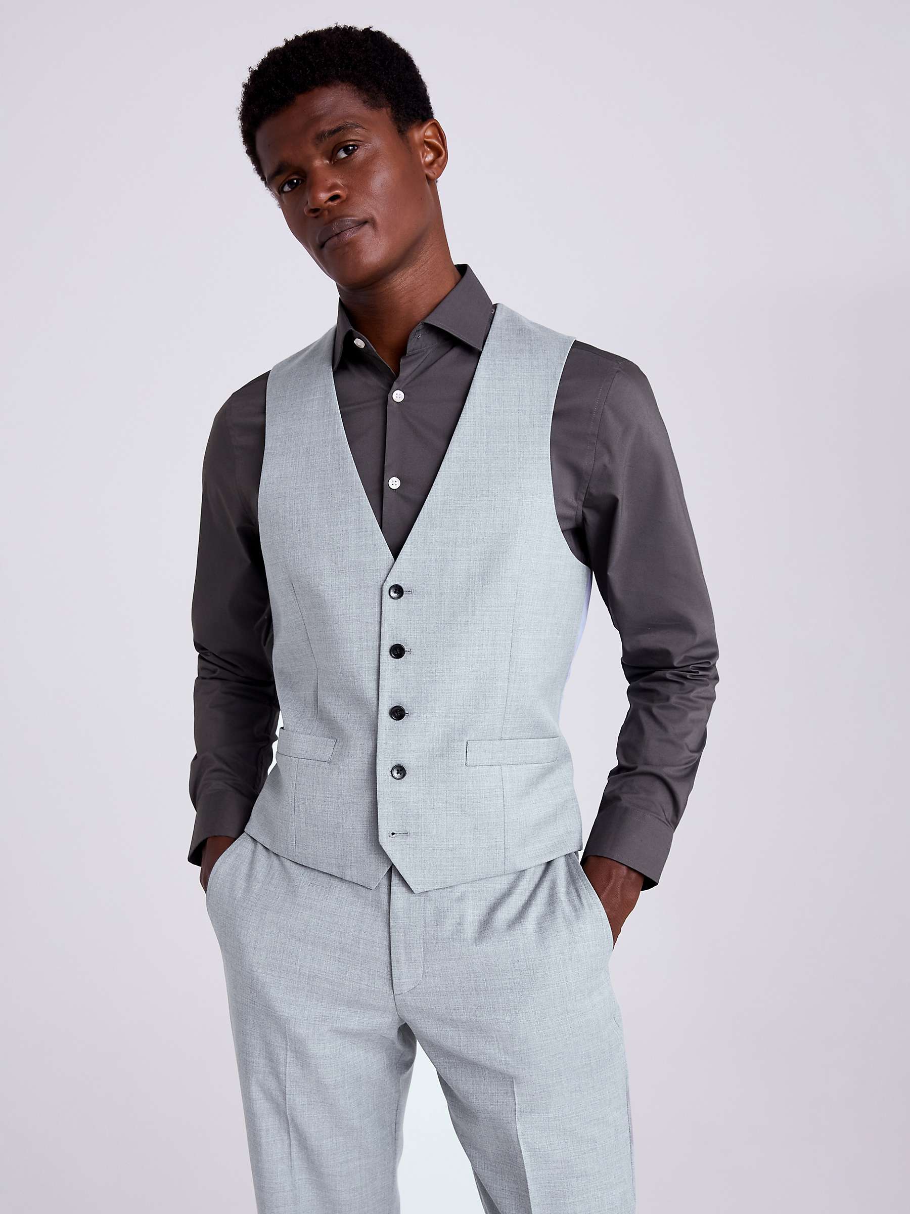 Buy Moss Tailored Fit Stretch Waistcoat, Grey Online at johnlewis.com